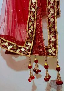 Mehroon Net Party Wear Dupatta