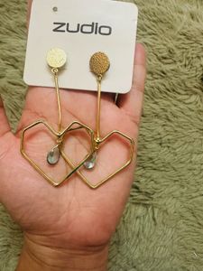 Gold Heart Drop Earrings