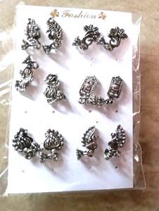 Pack of 12 Pairs Oxidized Ethnic Earrings