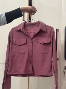 Cute Pink Corduroy Cropped Jacket