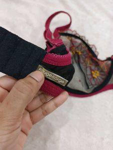 Black Floral Lace Bra 34E