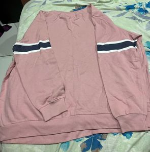 Pink Striped Sleeve Sweater