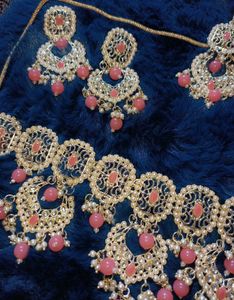Pink Stone Indian Jewelry Set