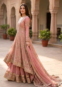 Elegant Pink Embroidered Gown