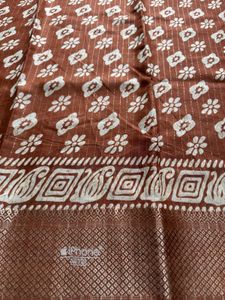Brand new  Brown Floral Print Saree
