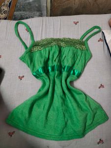 Green Lace Trim Cami Top