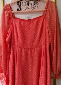 Elegant Coral Maxi Dress with Slit
