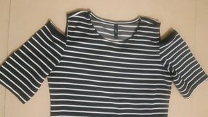 Striped Cold Shoulder Dress