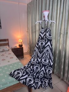 Ikat Print halter Maxi Dress