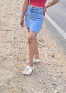 Light Wash Denim Mini Skirt