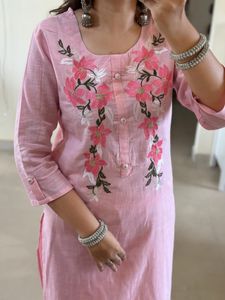 Pink Embroidered Kurta Set