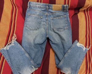 H&amp;M Distressed Denim Straight Jeans