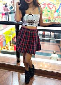 Mini Plaid Pleated Korean Skirt
