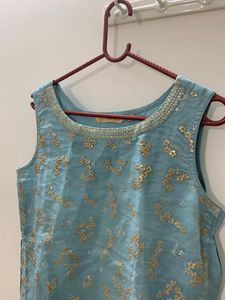 Elegant Blue Sequined Kurta Set