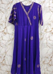 Elegant Purple Rayon Blend Anarkali Kurta Set