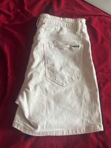 projective Light Wash Denim Shorts baby pink colou