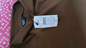 Elegant Brown Mock Neck Dress