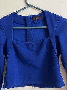 Royal Blue Square Neck Crop Top