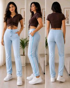 Light Blue Velour Track Pants