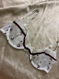 Elegant White Embroidered Bra