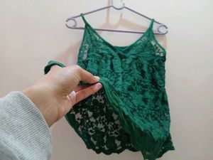Green Floral Lace Cami Top