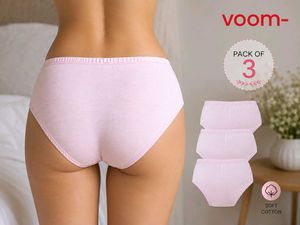 Pack of 3 Pink Striped Cotton Briefs