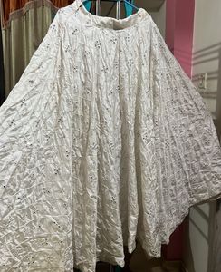 Elegant White Chikankari chaniya