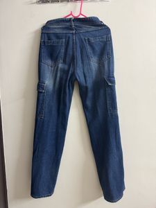Blue Denim Cargo Jeans