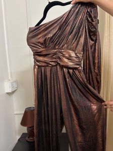 Metallic look One-Shoulder Jumpsuit