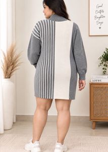 Chic Striped Knit Tunic Dress