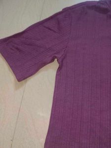 Purple Ribbed Crop Top