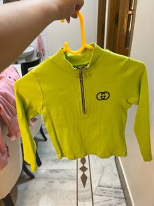 Lime Green Zip-Up Crop Top