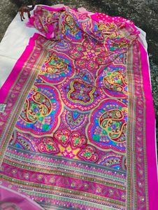 Vibrant Ethnic Saree with Mirror Work
