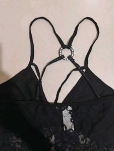Middle Slit Elegant Black Lace Camisole