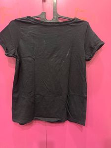 Chic Black T-Shirt with Lace Detail