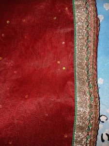 Bridal Maroon Embroidered  Dupatta