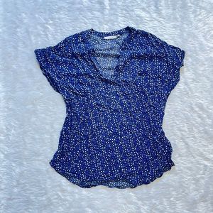 Navy Floral Print Blouse