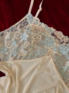 Lace Trim Silk Nightdress