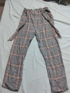 Plaid Paperbag Waist Pants