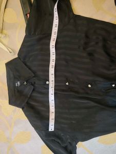 Chic Black Striped Button-Up Shirt