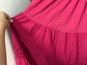 Pink Smocked Tiered Dress with Cut outs-size M