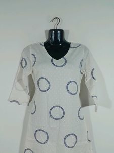 Off White Printed A Line Kurta For Women's