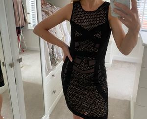 Black Sheer Knit Bodycon Dress