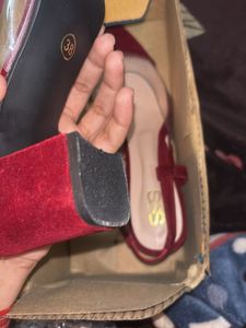 Burgundy Velvet transparent Heels