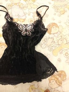 Velvet Butterfly Fur and Sequin Detail Top
