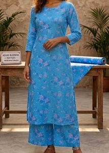 Blue Floral Kurta Set