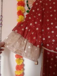 Golden And Rust Brown Anarkali Kurti