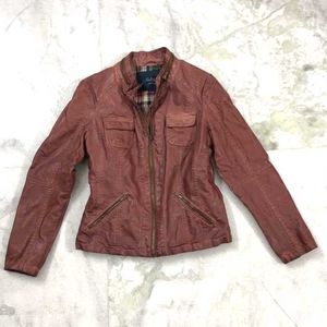 Dark Brick Red Leather Moto Jacket