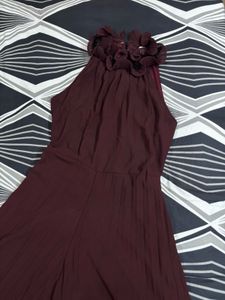 Stylish Brown Jumpsuit with Butterfly Belt