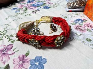 Red Braided Choker &amp; Earring Set